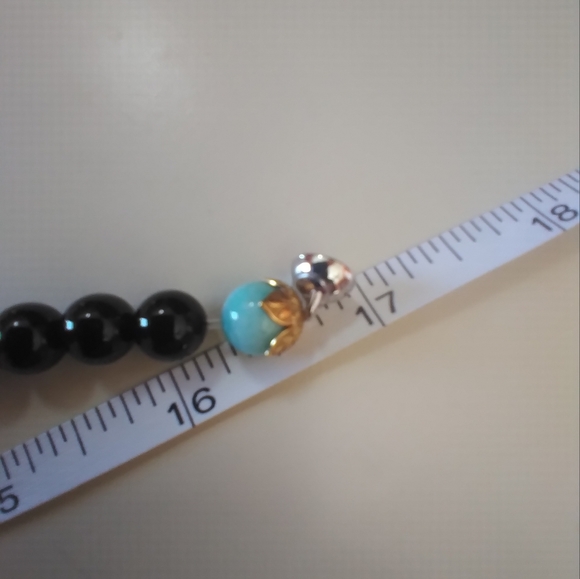 Handmade💎GENUINE💥 17" Onyx, Amazonite, Aventurine,Swarov & Glass🌺Flwer Neckl. - Picture 12 of 14